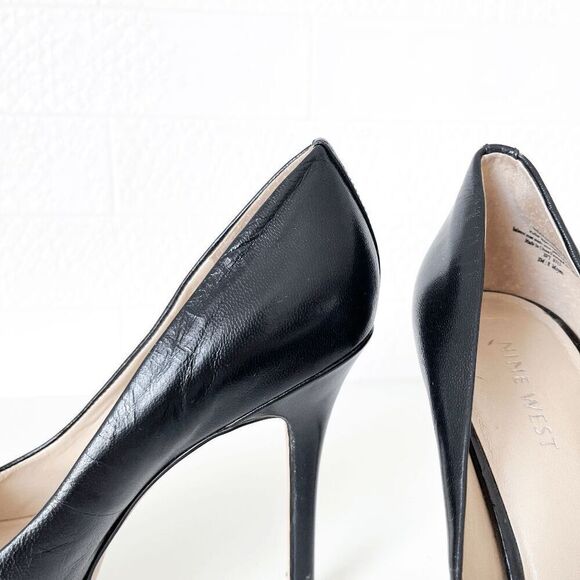 Nine West Womens Heels Leather Slip-On Stiletto Platform Pumps Black Size 8 - Picture 10 of 11